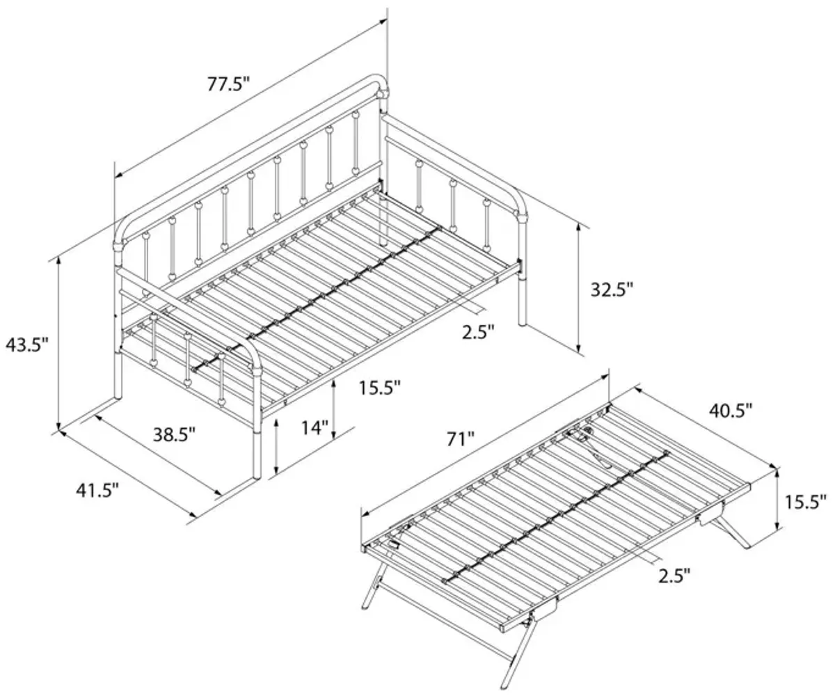 Locky Metal Daybed with Pop Up Trundle Bed