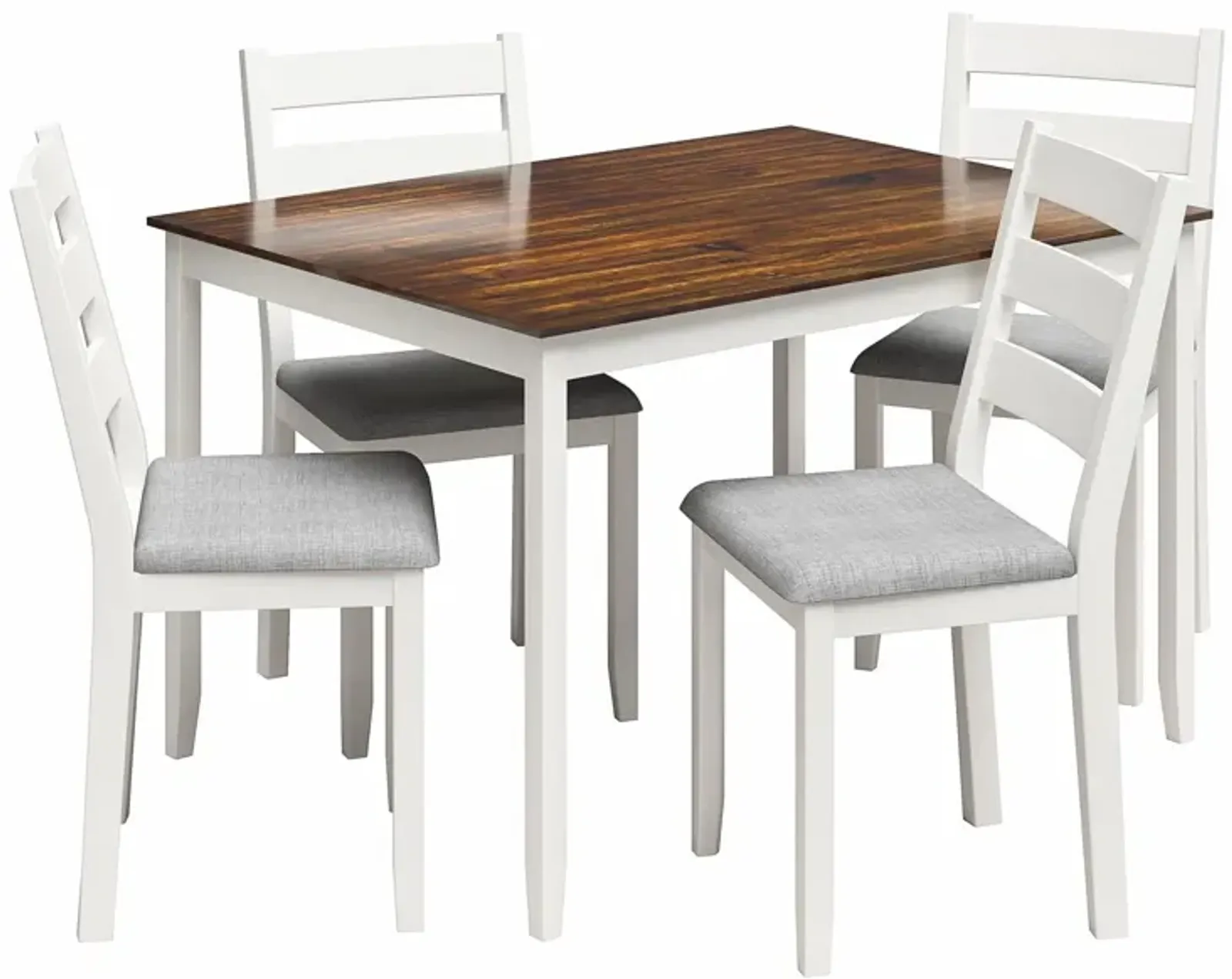 DHP Reila 5-Piece Wood Dining Room Table Set for 4, White/Walnut