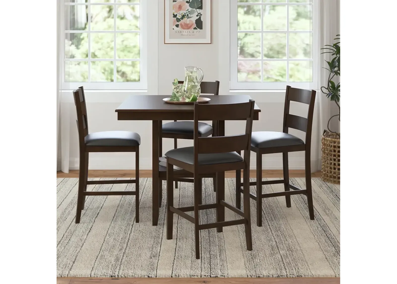 DHP Jerrie 5-Piece Counter Height Dining Set, Espresso