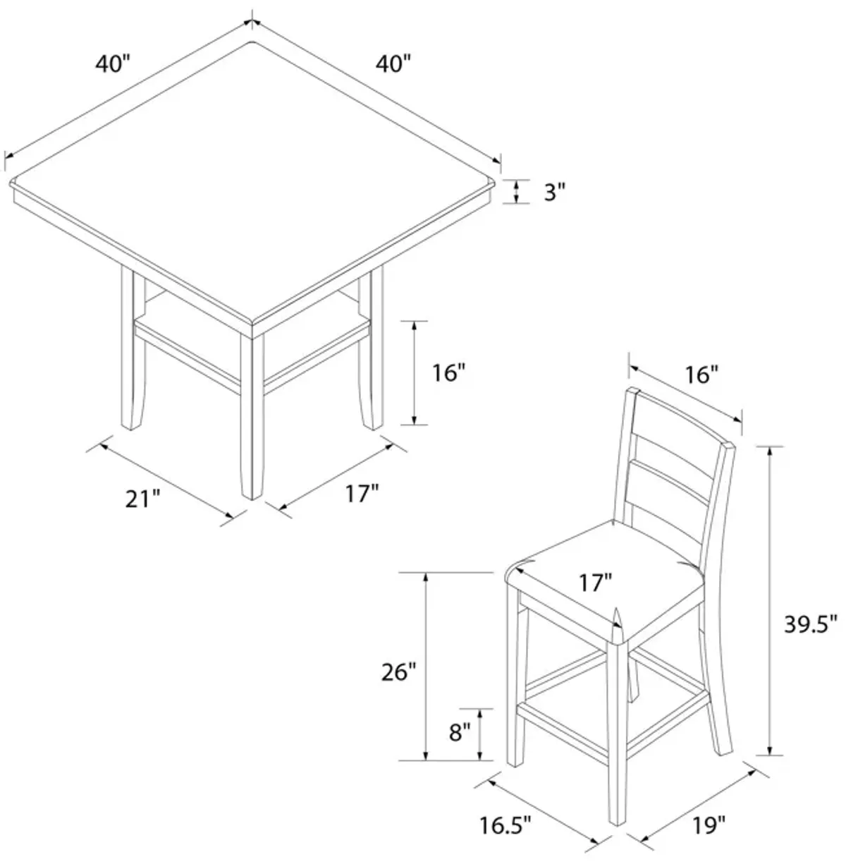 DHP Jerrie 5-Piece Counter Height Dining Set, Espresso