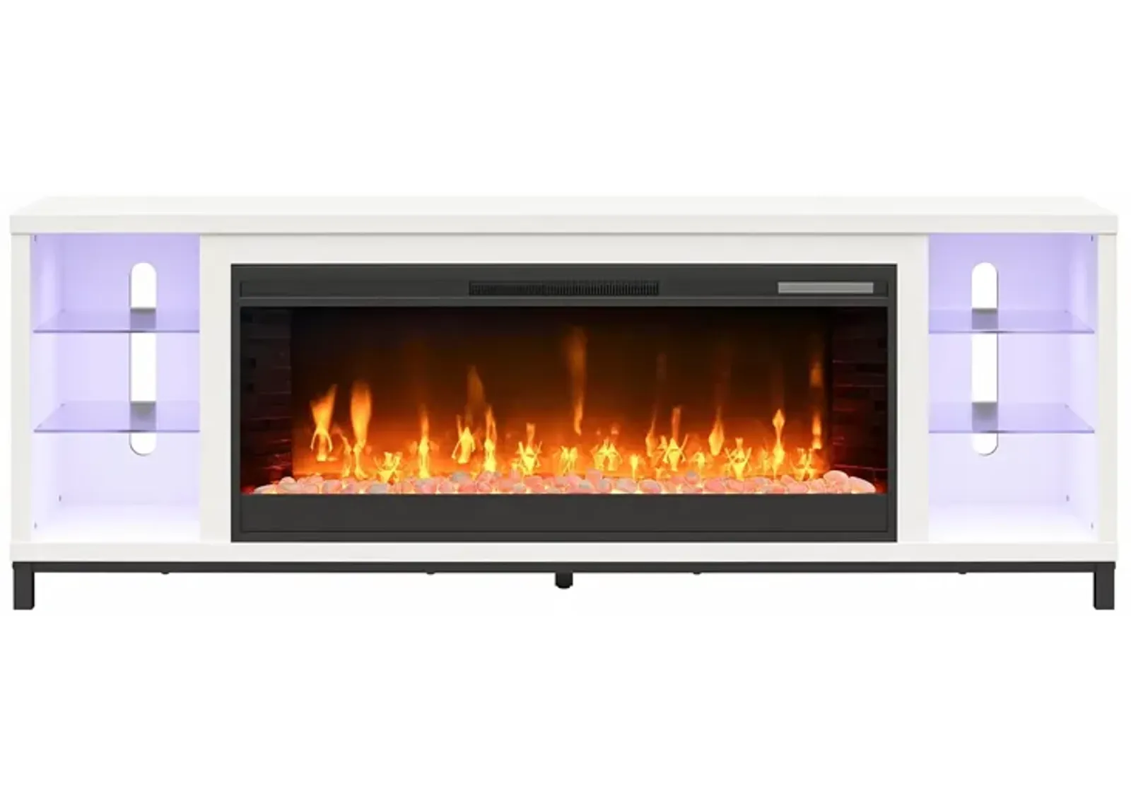 Lumina Modern Multi-Color Electric Fireplace Media Console with Crystals for TVs up to 70"