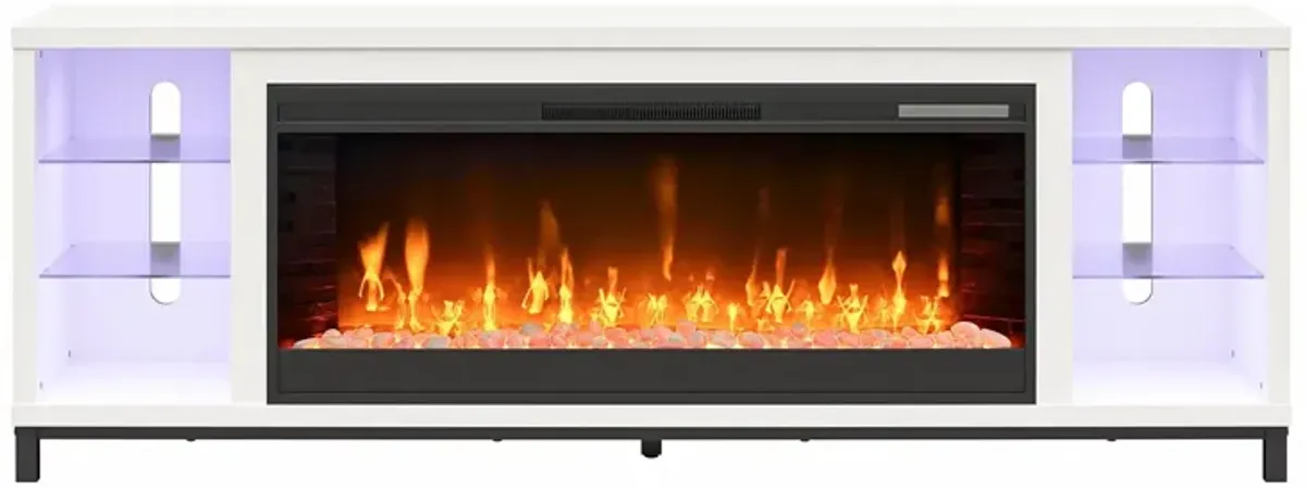 Lumina Modern Multi-Color Electric Fireplace Media Console with Crystals for TVs up to 70"