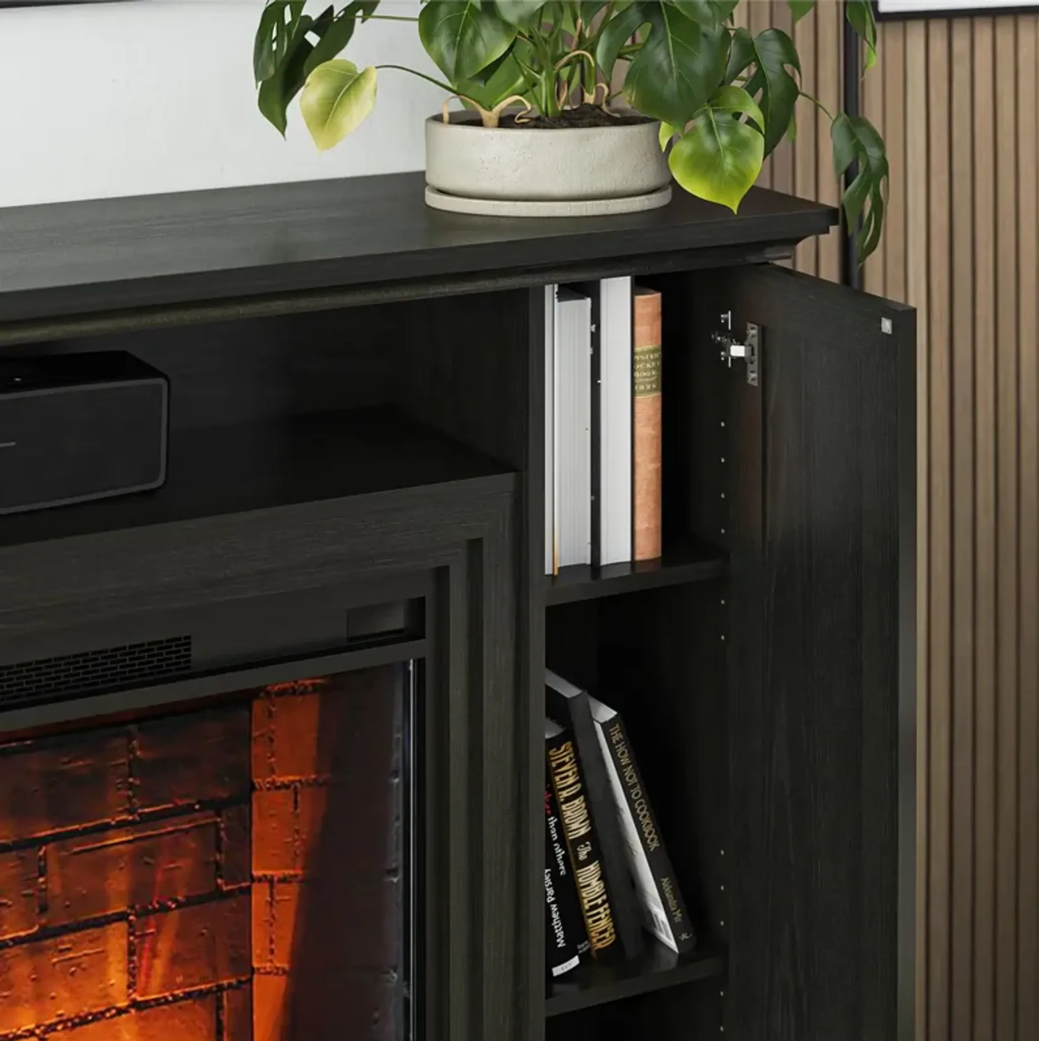 Pendleton Multi Colored Electric Fireplace Mantel Tv Stand With Storage ...