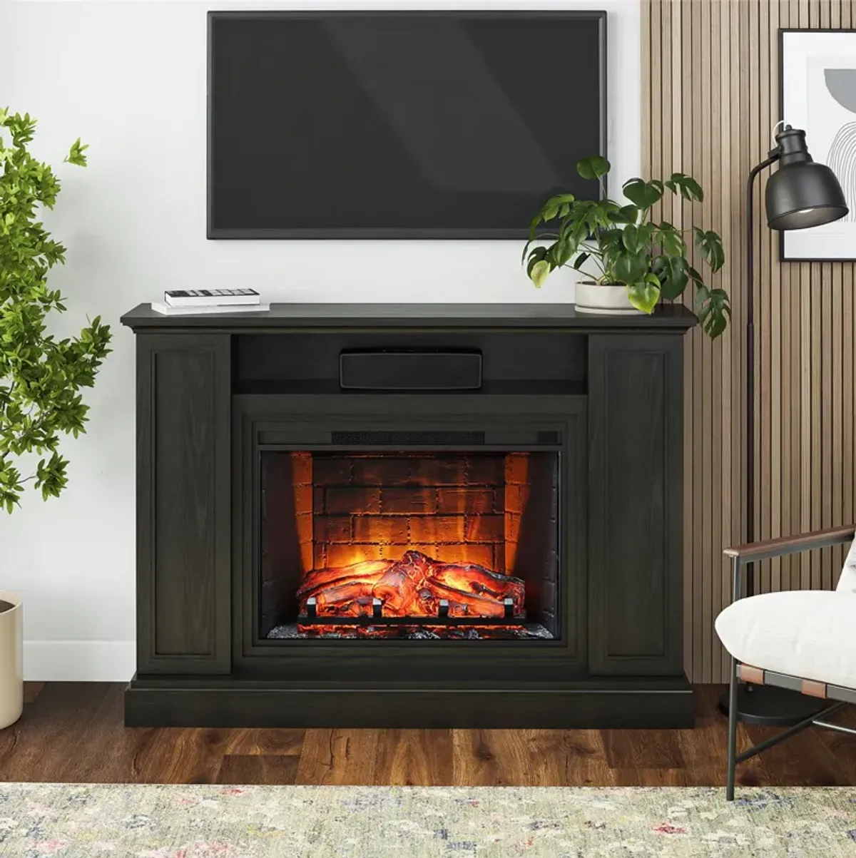 Pendleton Multi-Colored Electric Fireplace Mantel TV Stand with Storage for TVs up to 65"