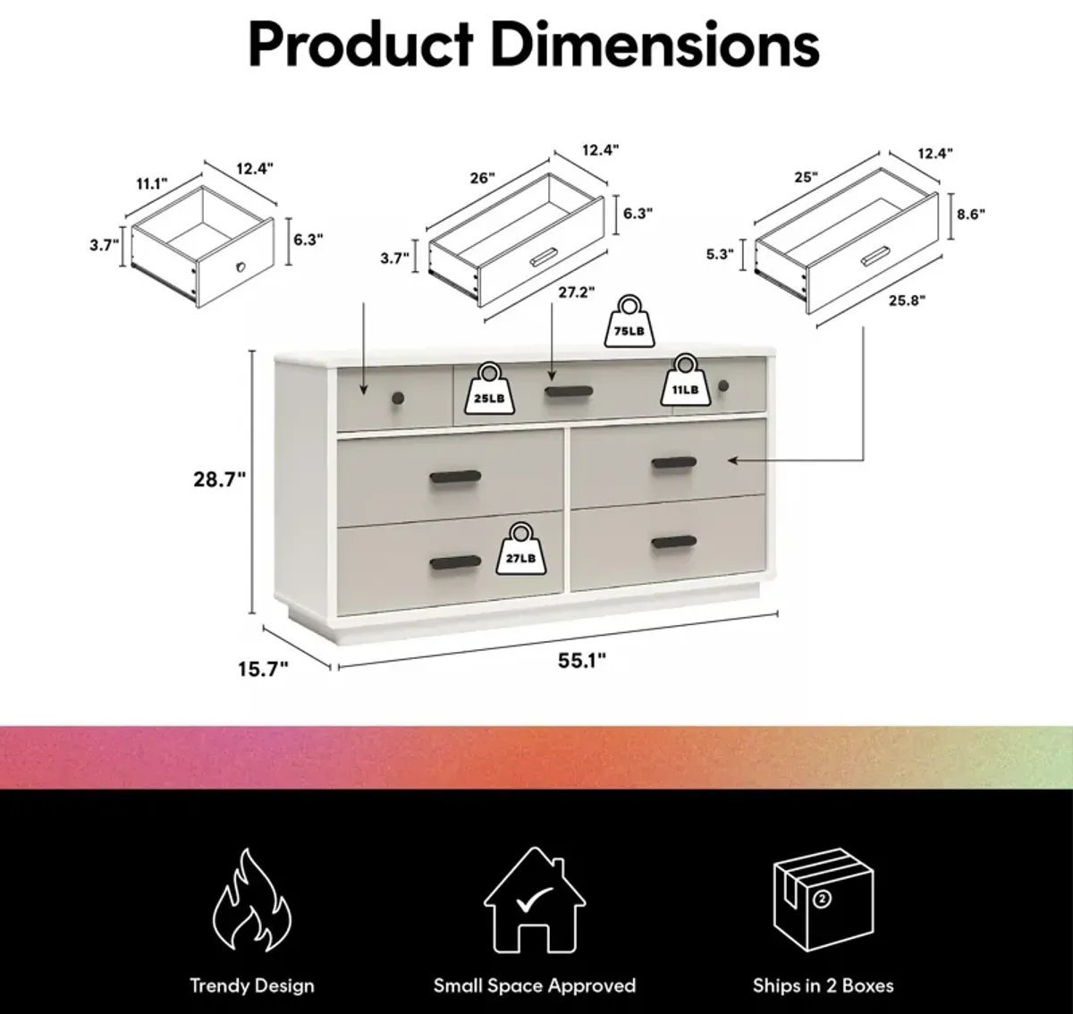 Valencia 7 Drawer Wide Dresser