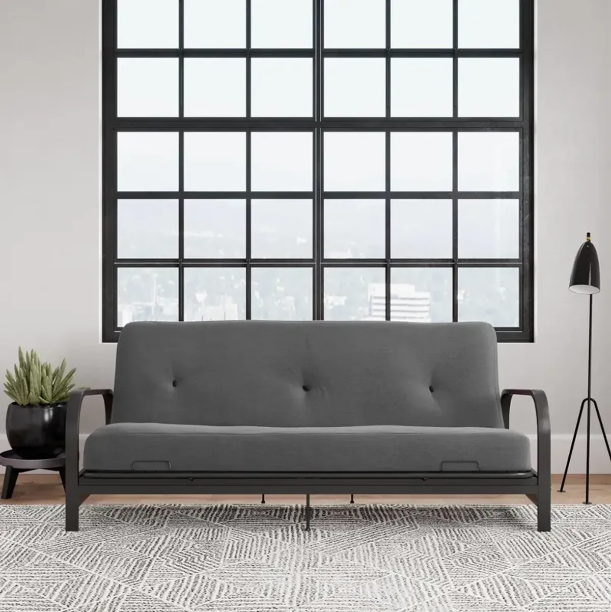 Cleo Black Metal Arm Full Size Futon Frame