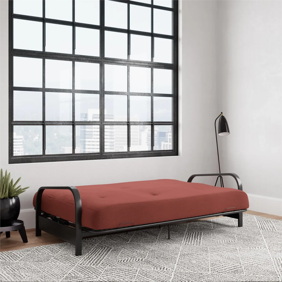 Cleo Black Metal Arm Full Size Futon Frame