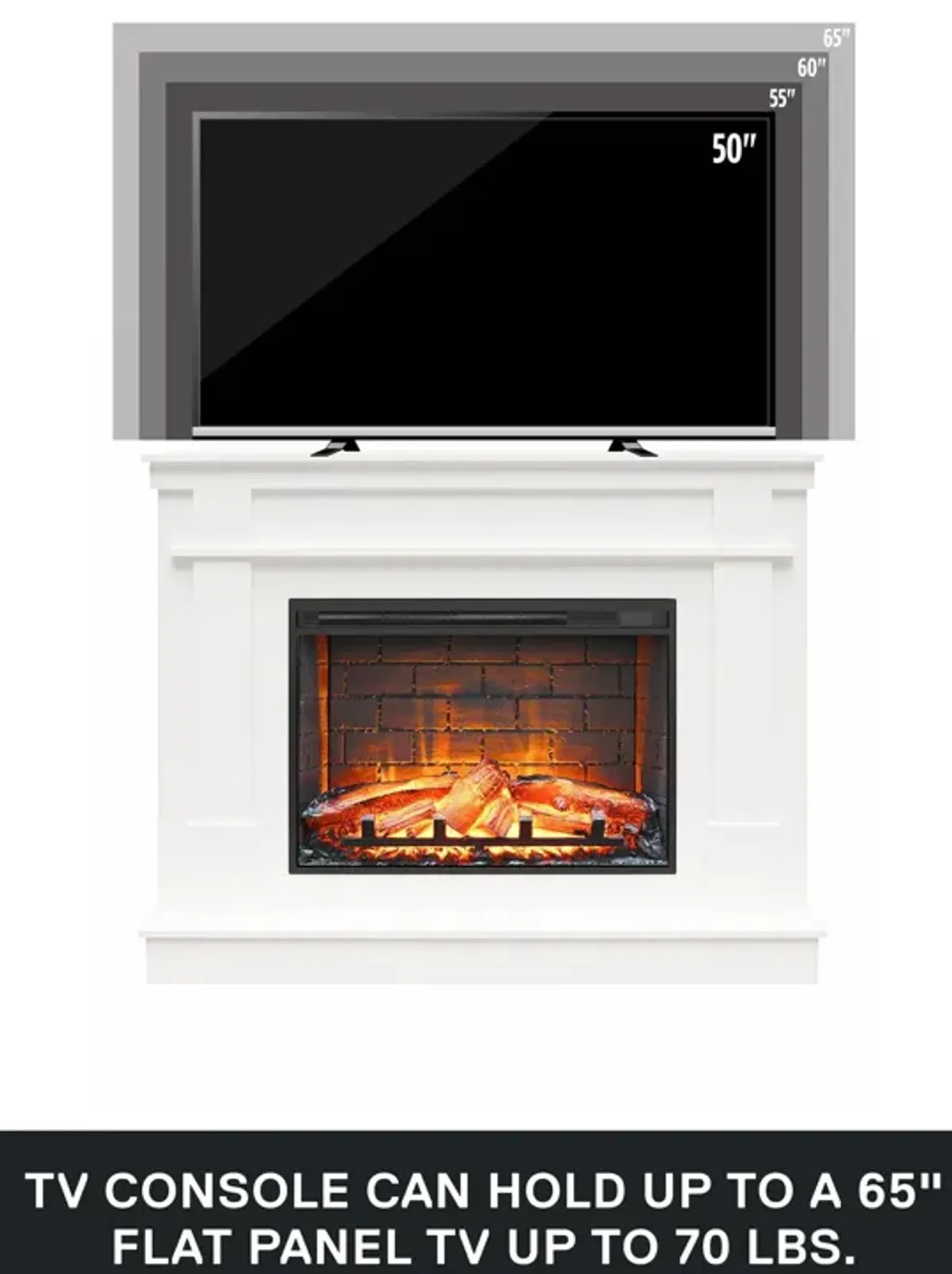 Elmcroft Mantel Fireplace TV Stand for TVs up to 65"