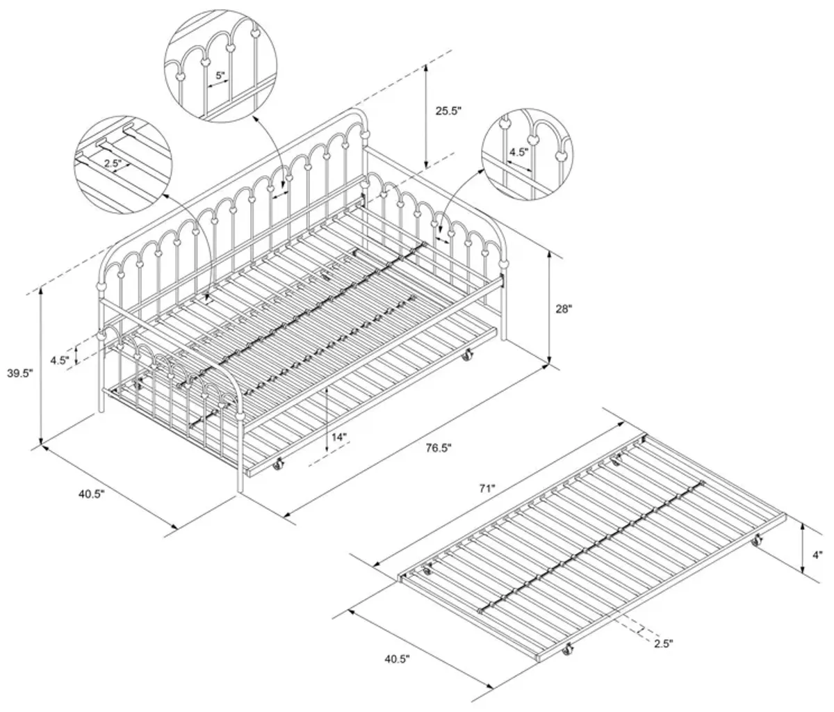 Bright Pop Metal Daybed with Trundle