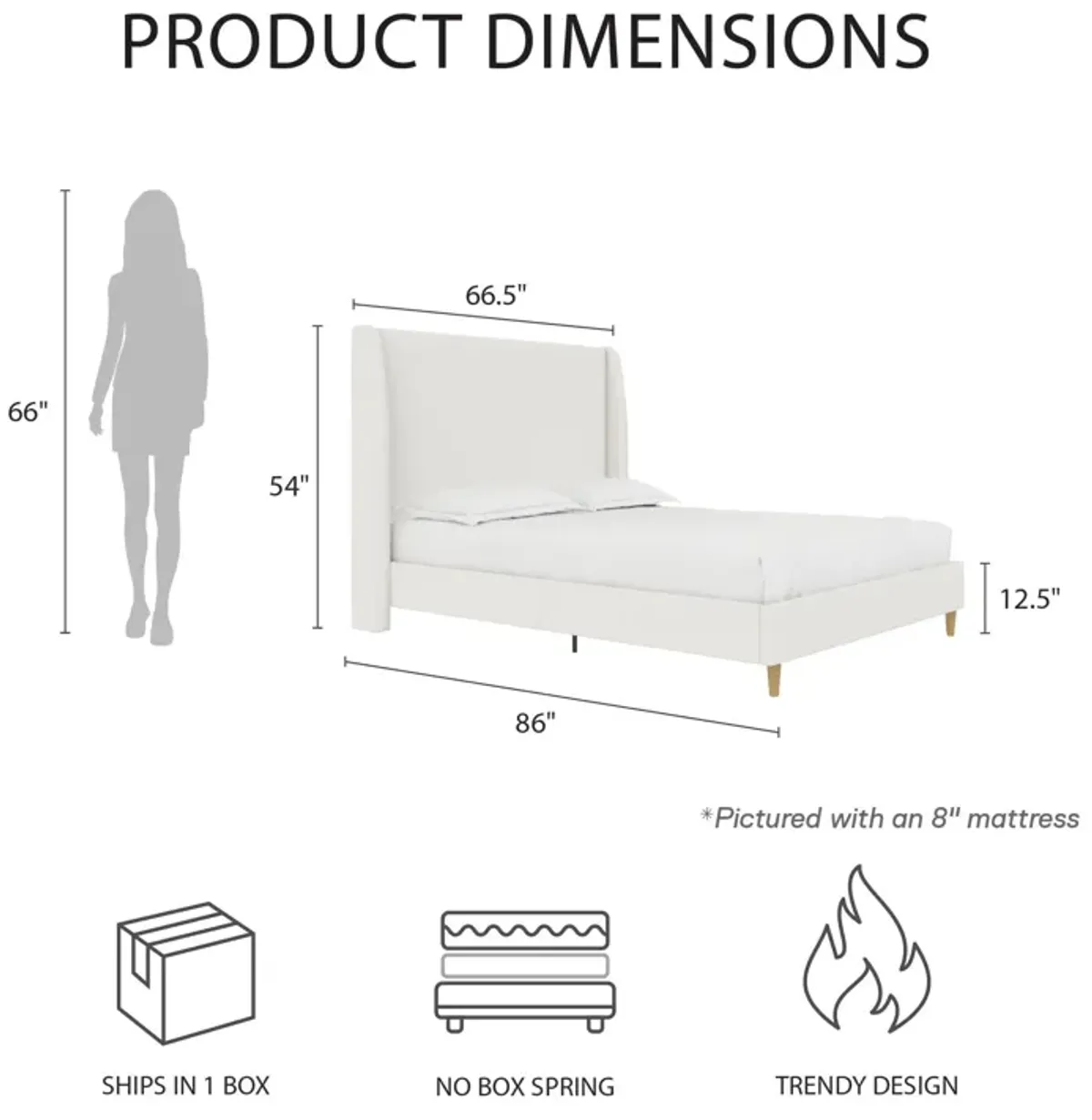 Tess Upholstered Bed with Wingback Headboard