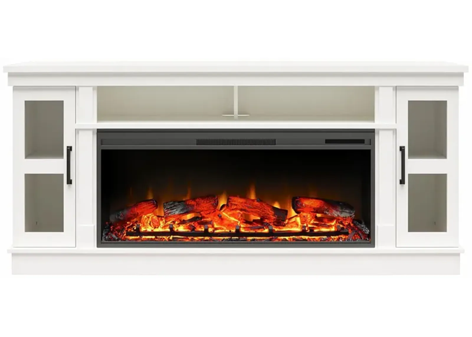 Elmcroft Wide TV Console with Electric Fireplace Insert for 75" TVs