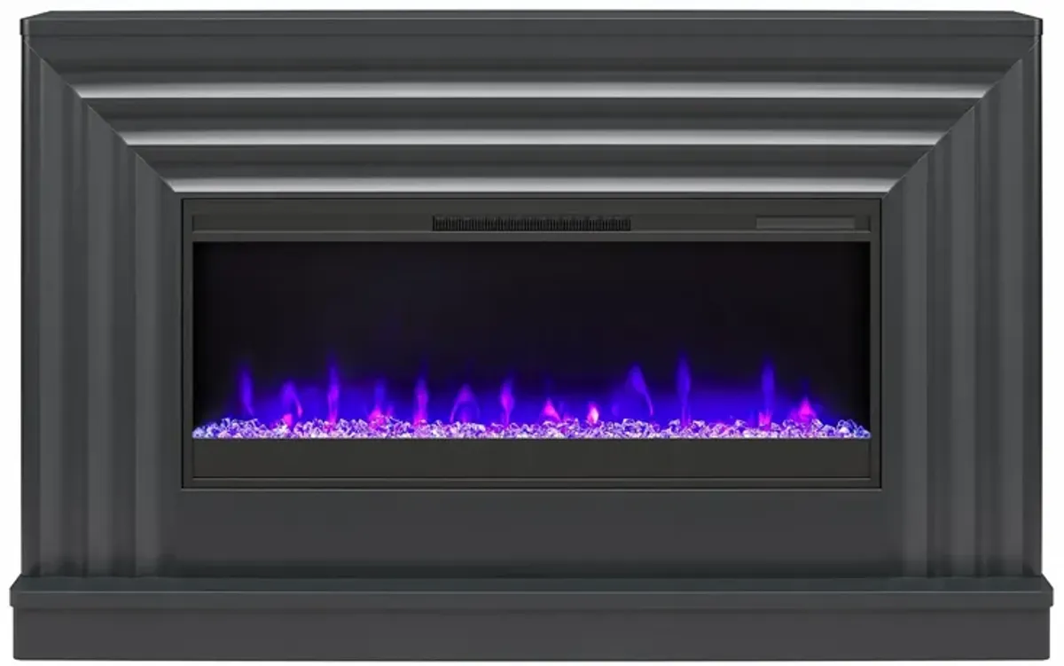 Rene Electric Fireplace Mantel 65" TV Stand with Multi-Color Flame and Crystal Ember Bed