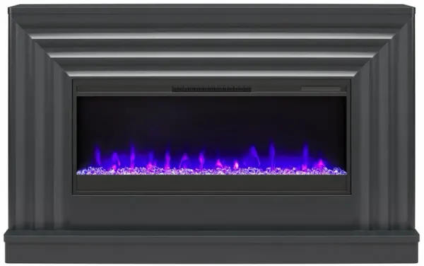 Rene Electric Fireplace Mantel 65" TV Stand with Multi-Color Flame and Crystal Ember Bed
