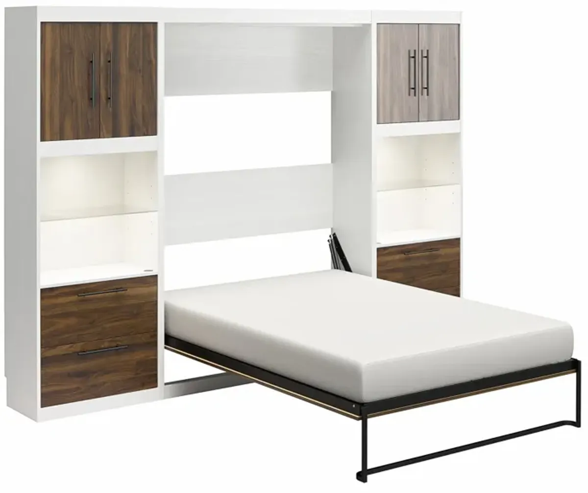 Pinnacle Murphy Bed with 2 Side Cabinets & Touch Sensor LED Lighting