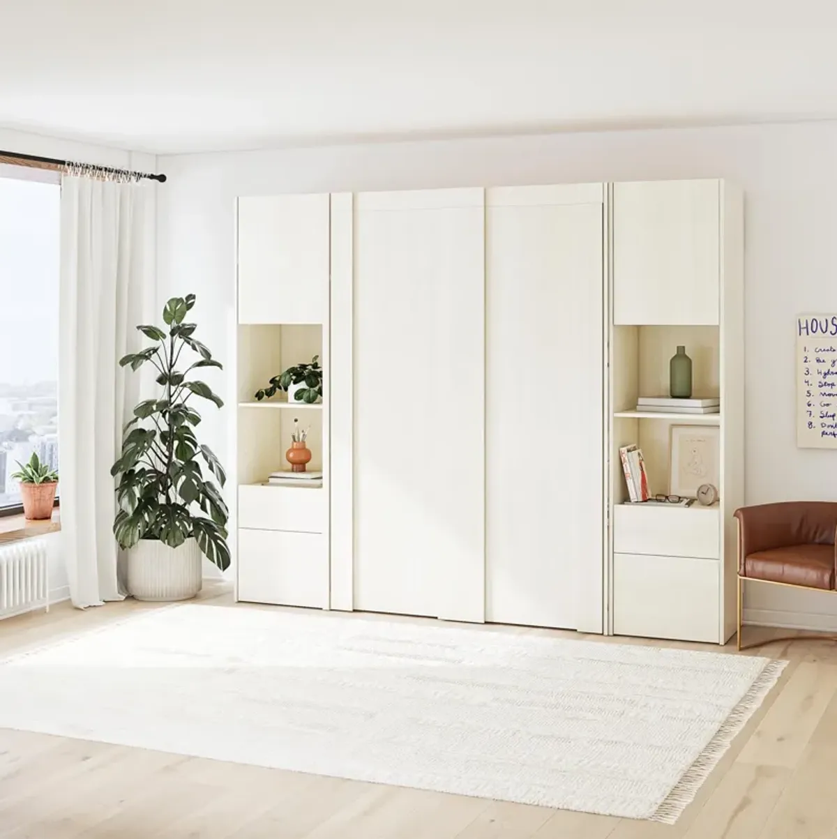 Greenwich Murphy Bed with 2 Wardrobe Side Cabinets