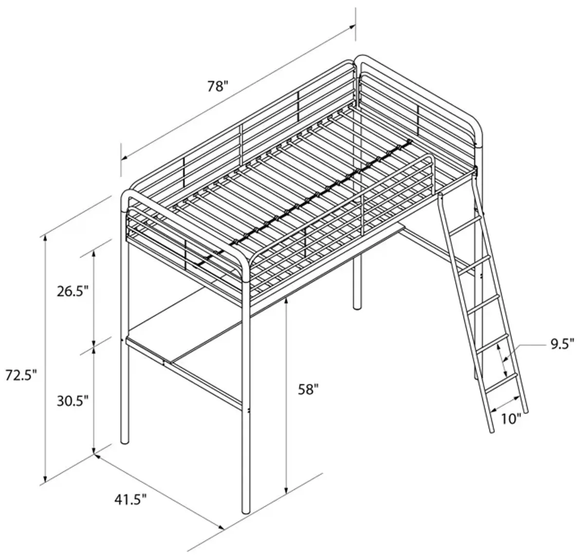 Contra Gaming Loft Bed with Desk and LED Lights