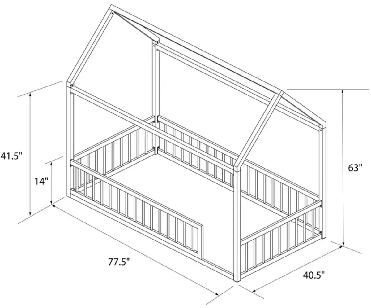 Skyler Metal House Bed with Rail