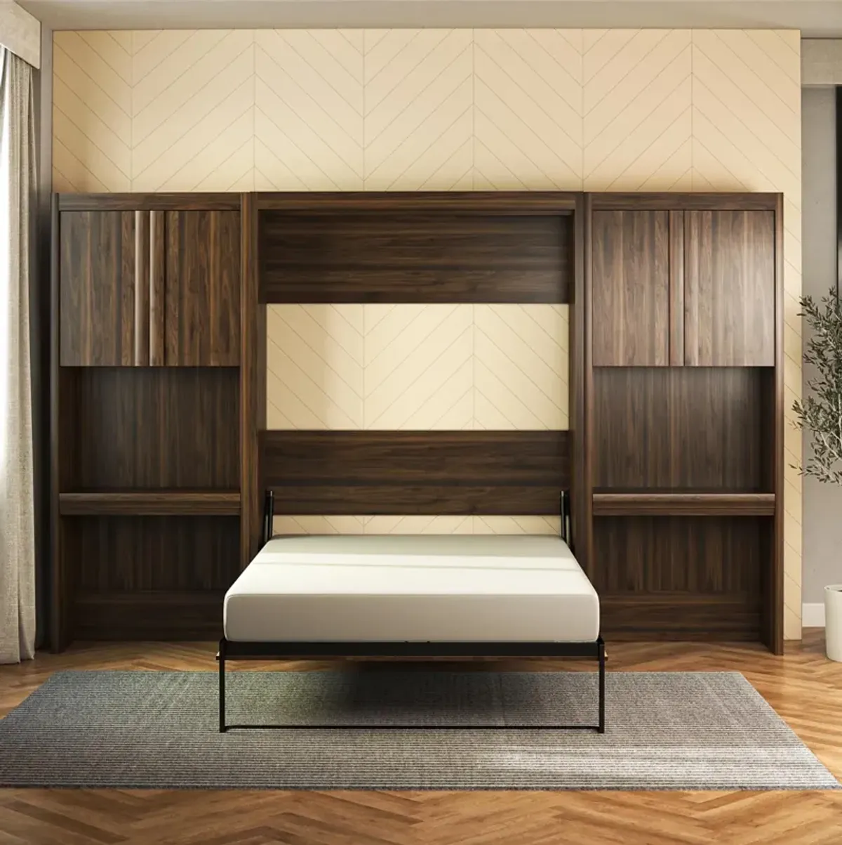 Paramount Murphy Bed with 2 Vanity/Desk Side Cabinets