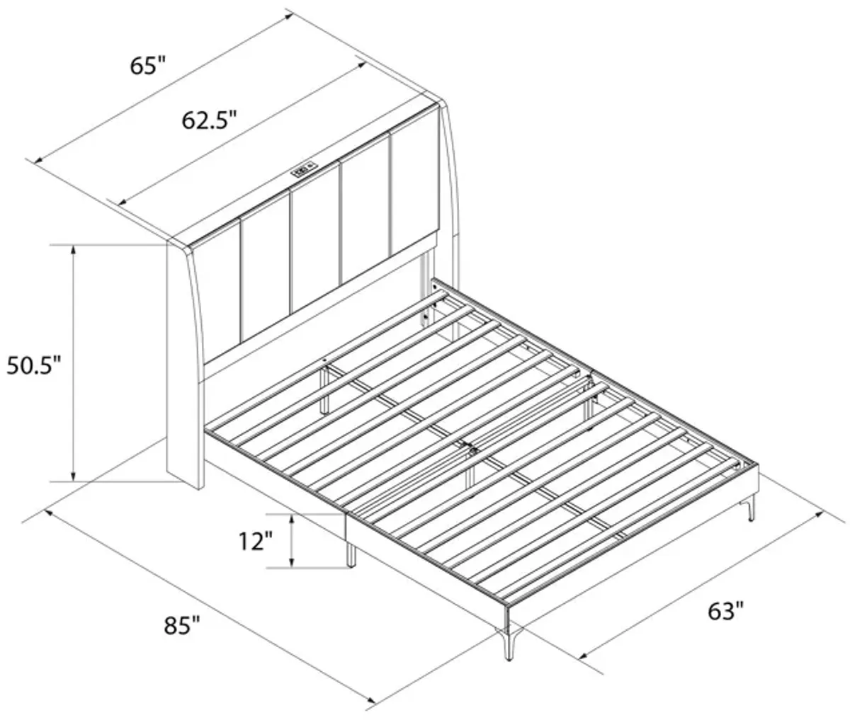 Lamora Upholstered Wingback Bed with USB Port