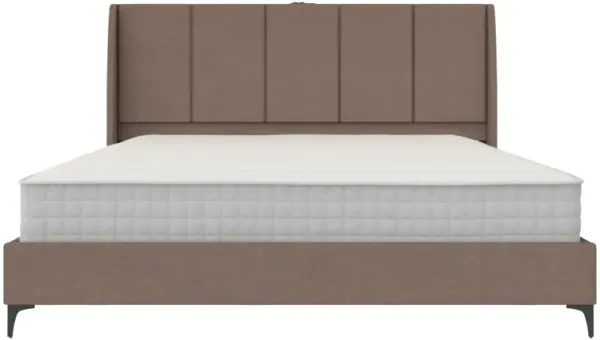 Lamora Upholstered Wingback Bed with USB Port