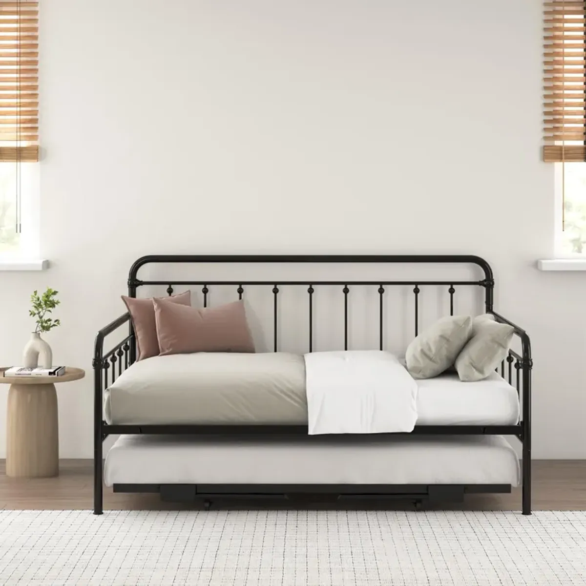 Locky Metal Daybed with Pop Up Trundle Bed
