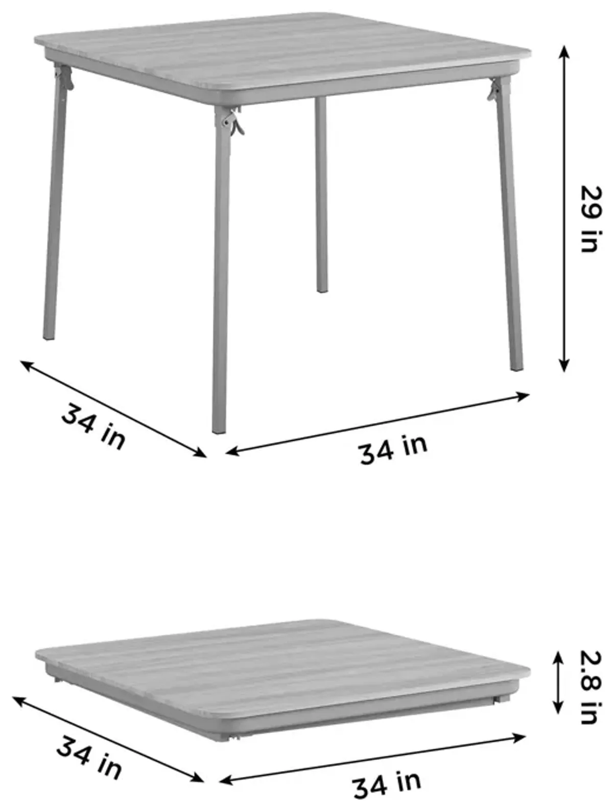 34" x 34" Square Folding Table With Melamine Top