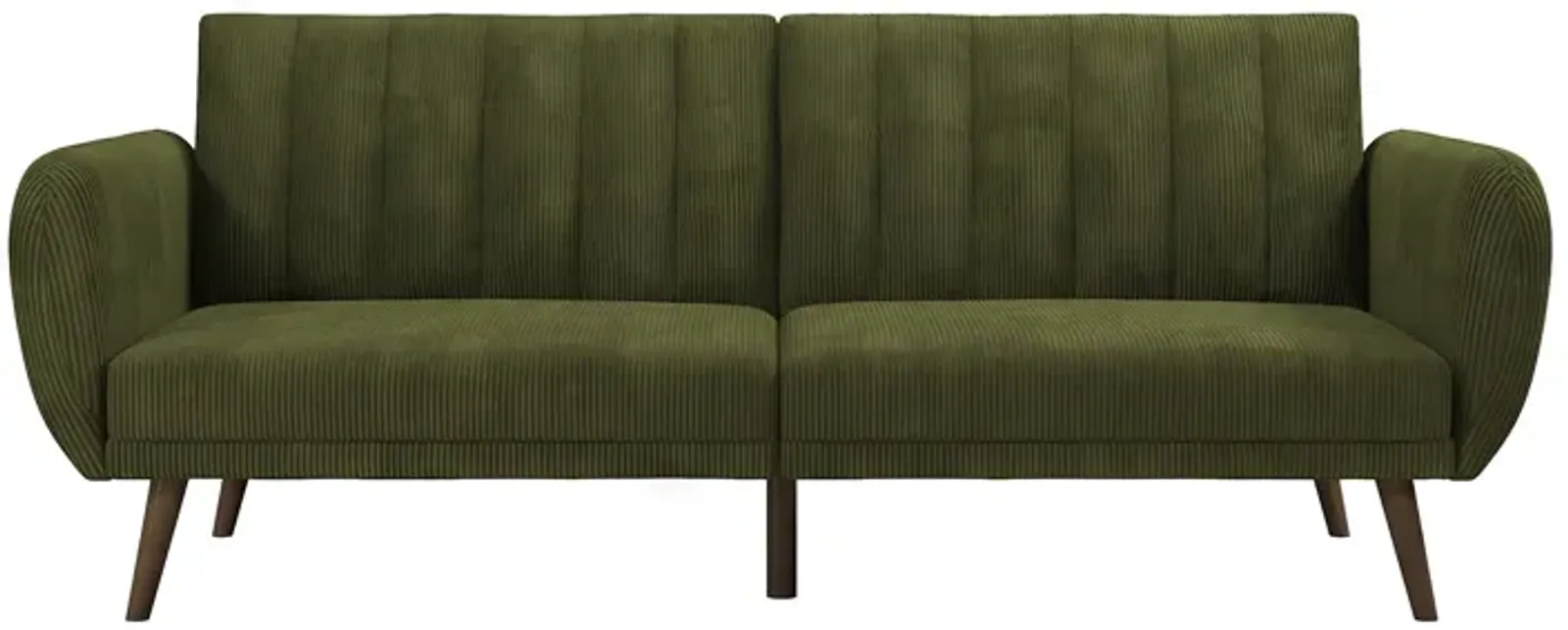 Brittany Futon with Vertical Channel Tufting and Curved Armrests