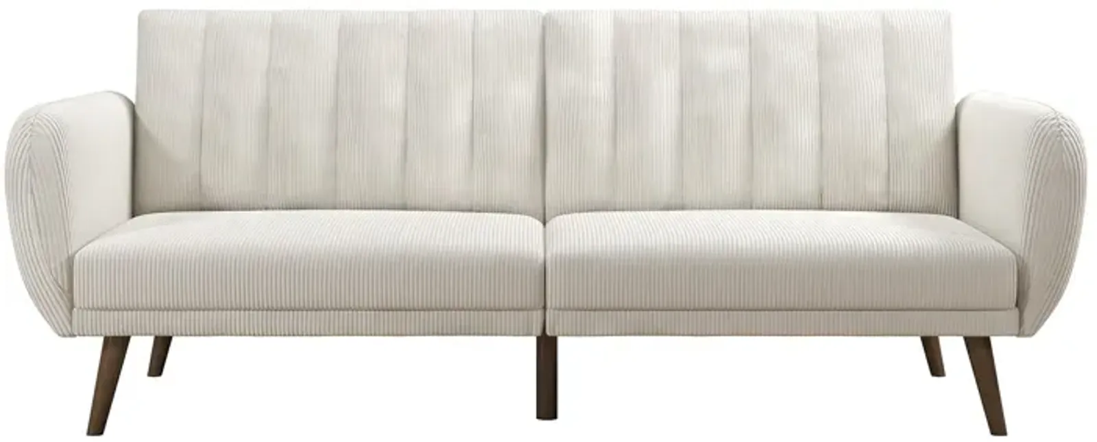 Brittany Futon with Vertical Channel Tufting and Curved Armrests