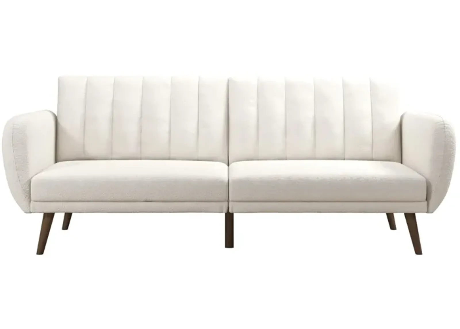 Brittany Futon with Vertical Channel Tufting and Curved Armrests