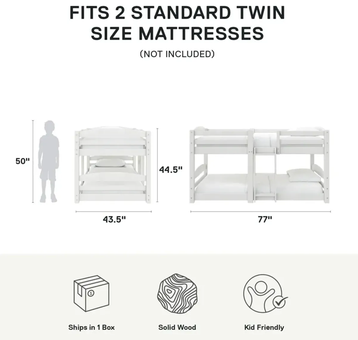 Birley Low Wood Bunk Bed with Integrated Ladder