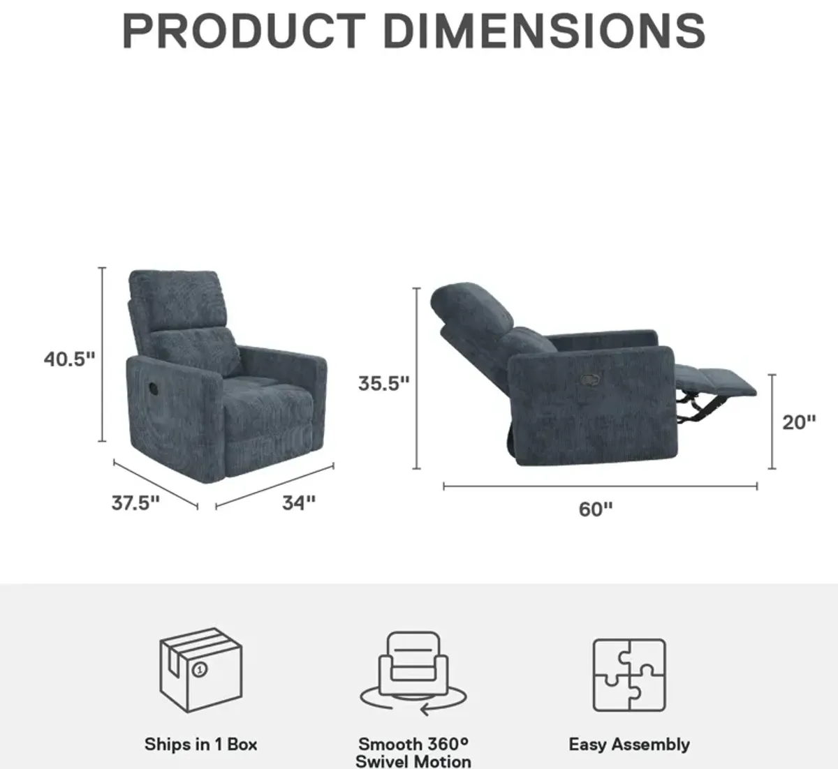 Lukas Upholstered Swivel Recliner Chair