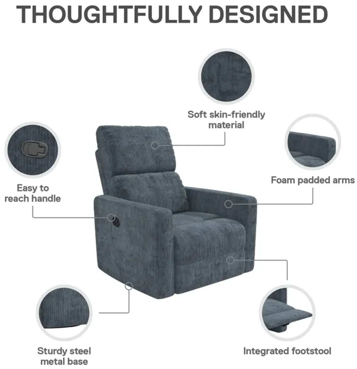 Lukas Upholstered Swivel Recliner Chair