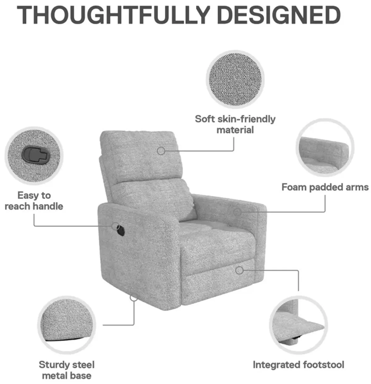 Lukas Upholstered Swivel Recliner Chair