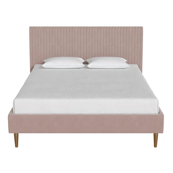 Daphne Velvet Upholstered Bed with Channel Tufted Headboard