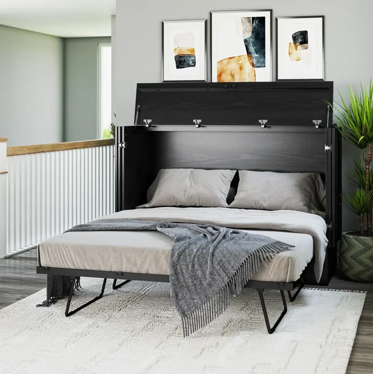 Paramount Trifold Cabinet Murphy Bed with Mattress and Storage Drawers