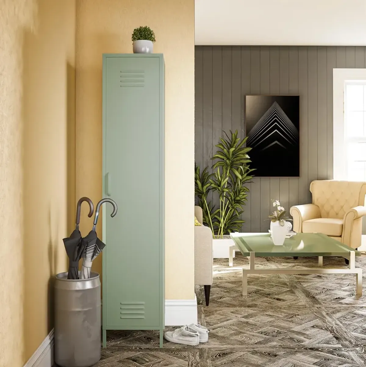 Shadwick 1 Door Tall Single Metal Locker Style Storage Cabinet