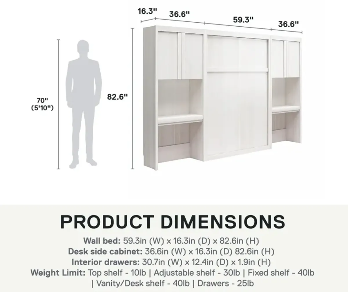 Paramount Murphy Bed Bundle with 2 Vanity/Desk Side Cabinets with Drawers