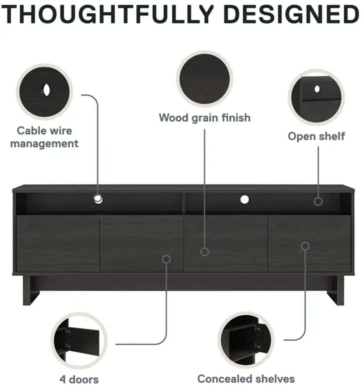 Nivelle 4-Door TV Stand Console for TVs up to 75"