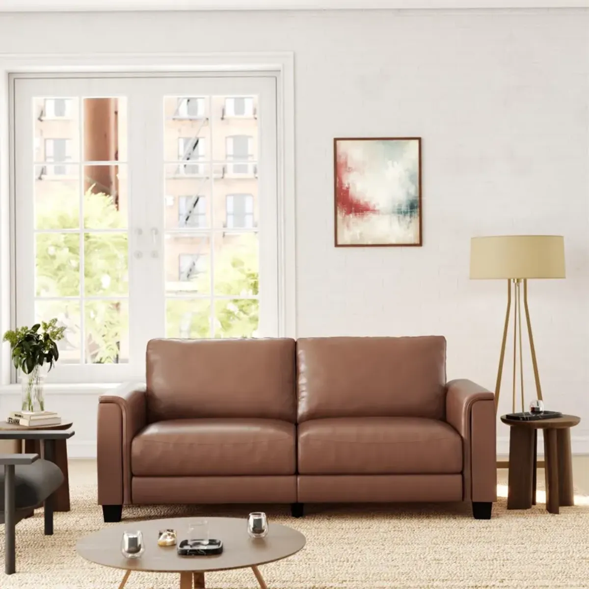 Colton 3 Seater Upholstered Leather Fabric Sofa