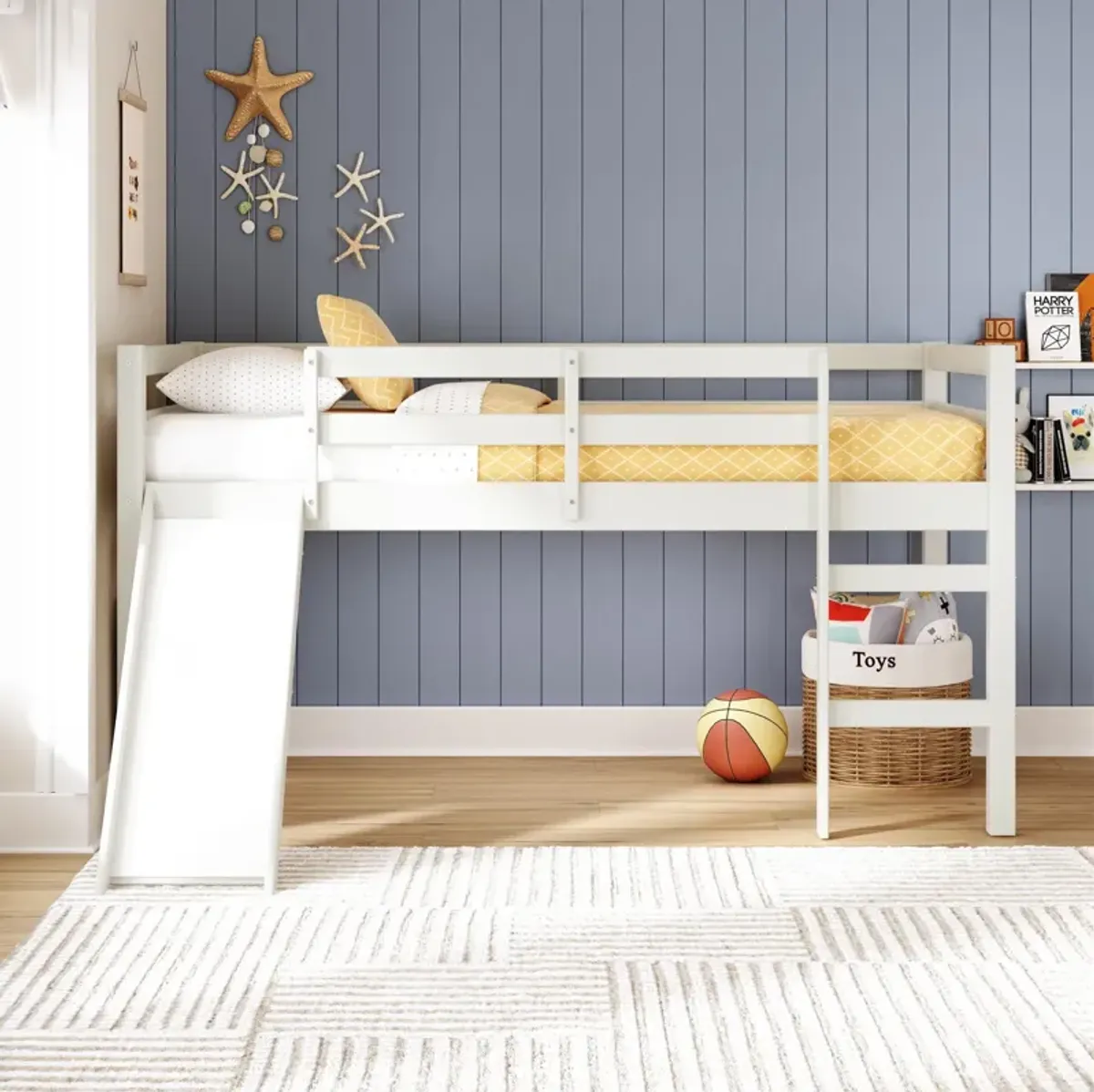 Milton Twin Low Loft Bed with Slide