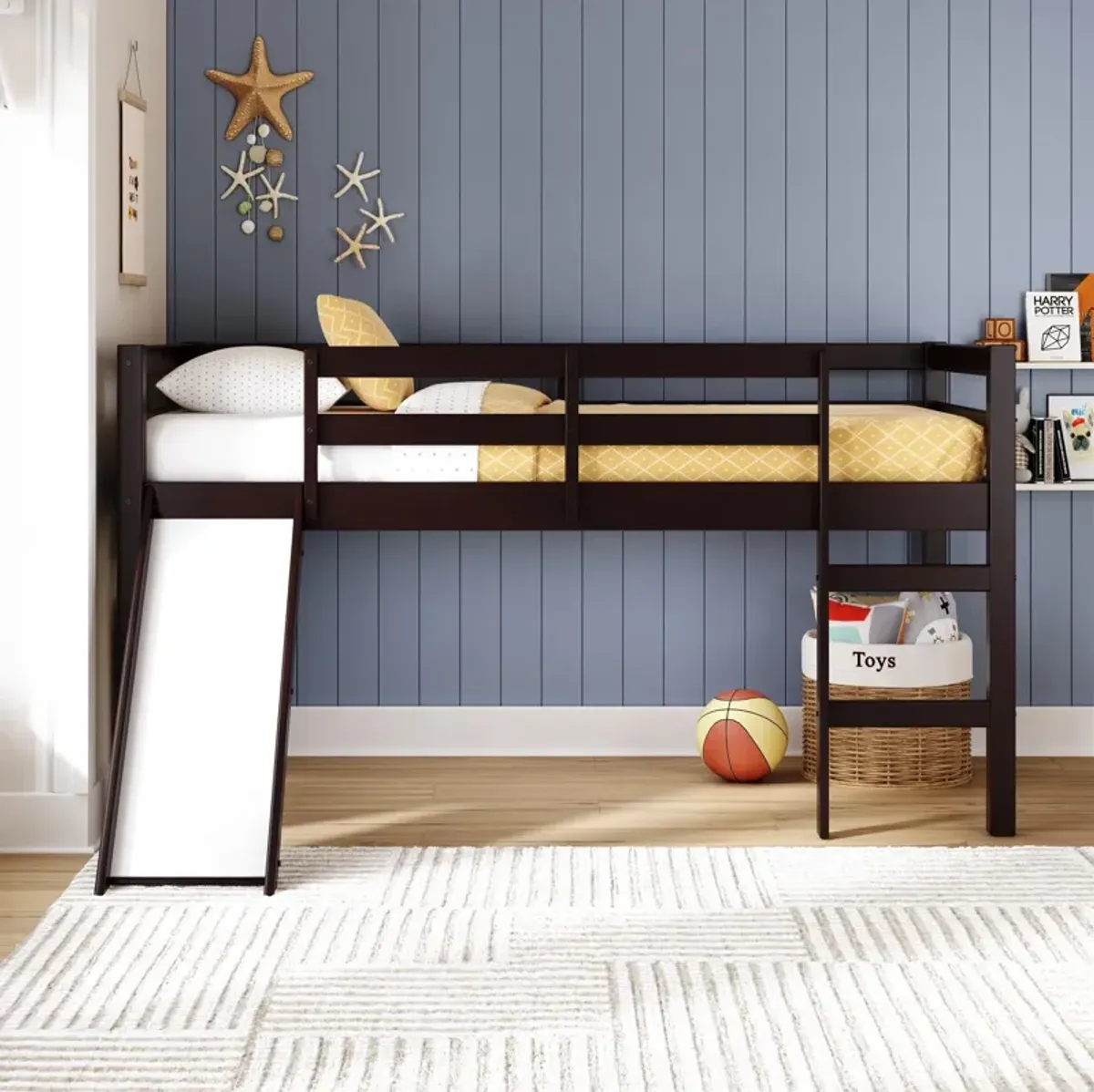 Milton Twin Low Loft Bed with Slide