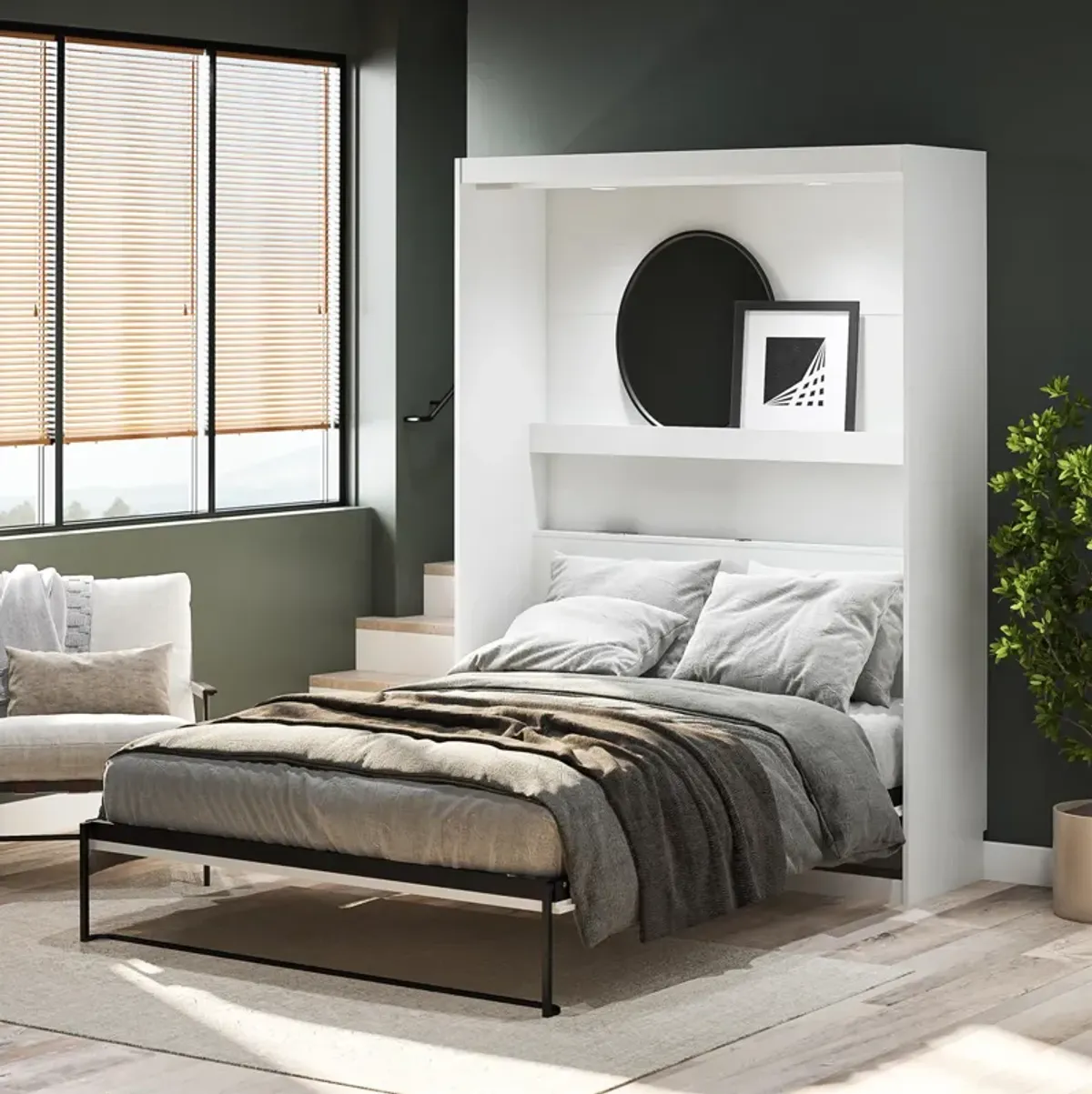 Impressions Murphy Bed with Touch Sensor LED Lighting & Gallery Shelf