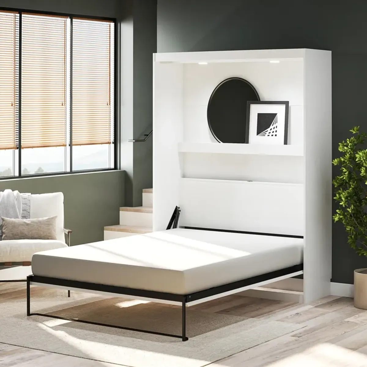 Impressions Murphy Bed with Touch Sensor LED Lighting & Gallery Shelf