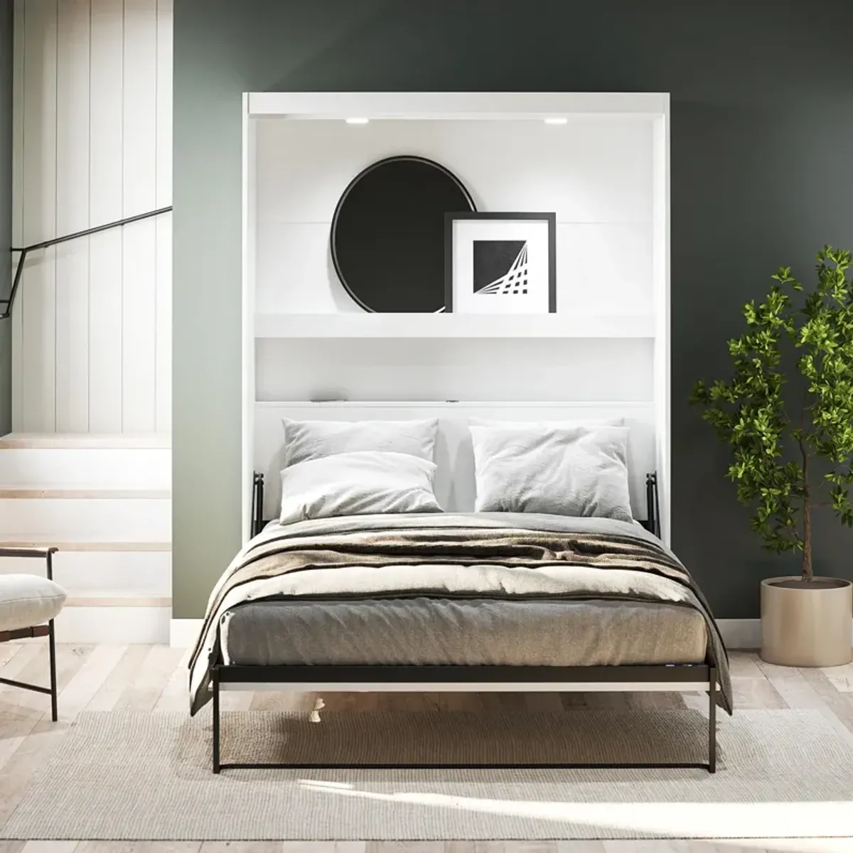 Impressions Murphy Bed with Touch Sensor LED Lighting & Gallery Shelf