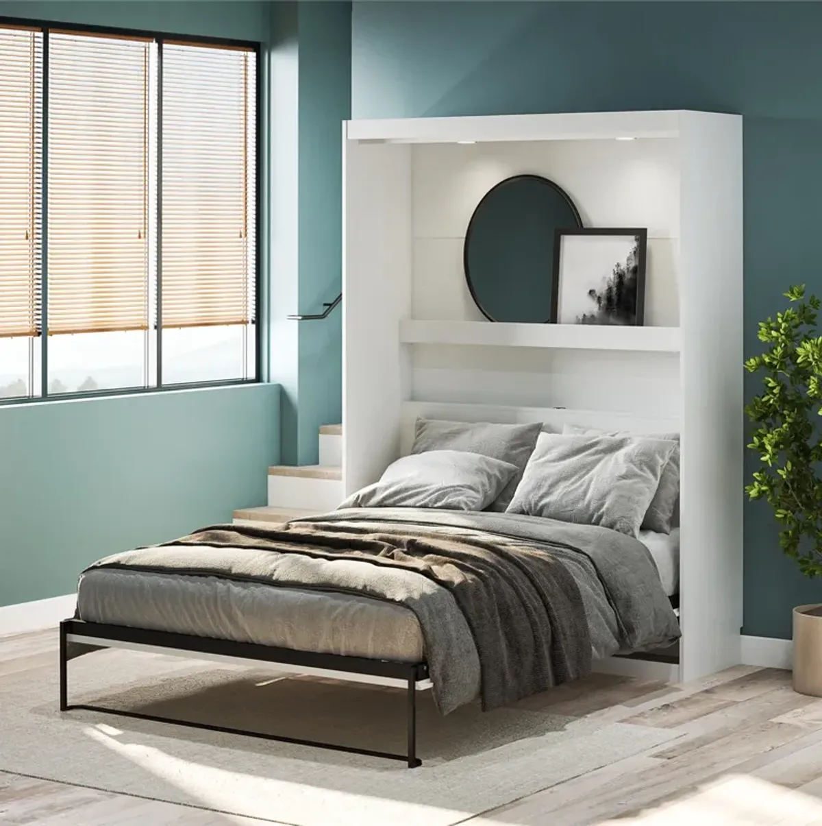 Impressions Murphy Bed with Touch Sensor LED Lighting & Gallery Shelf