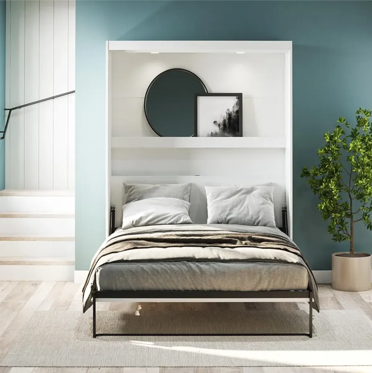Impressions Murphy Bed with Touch Sensor LED Lighting & Gallery Shelf
