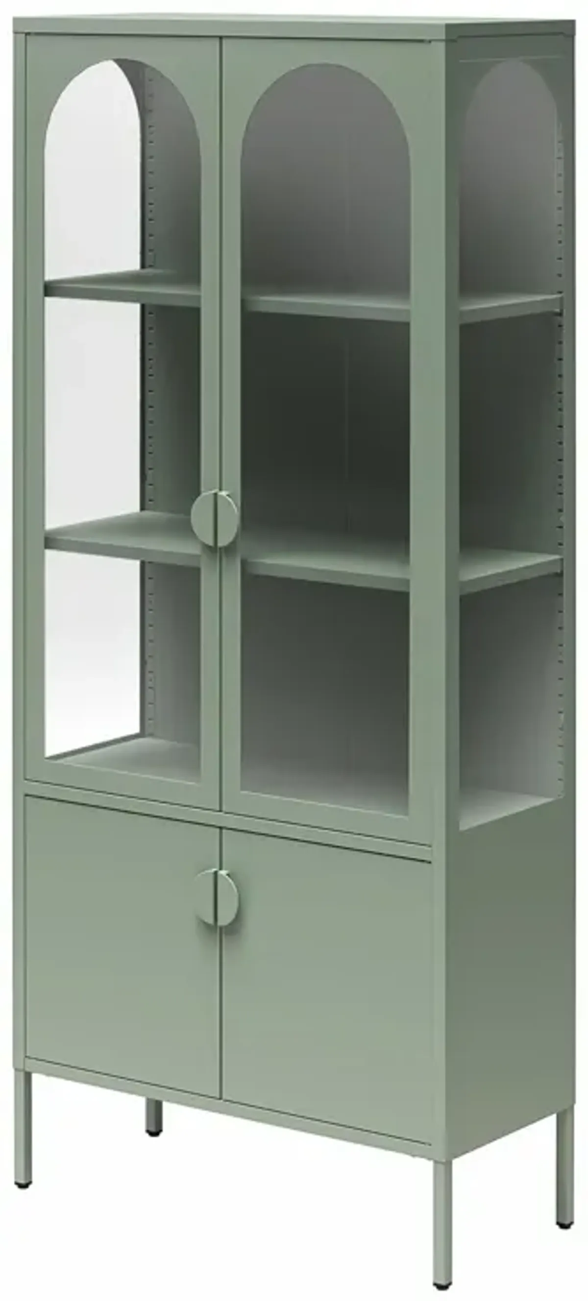 Chloe Tall Metal Display Cabinet with 2 Arched Glass Doors