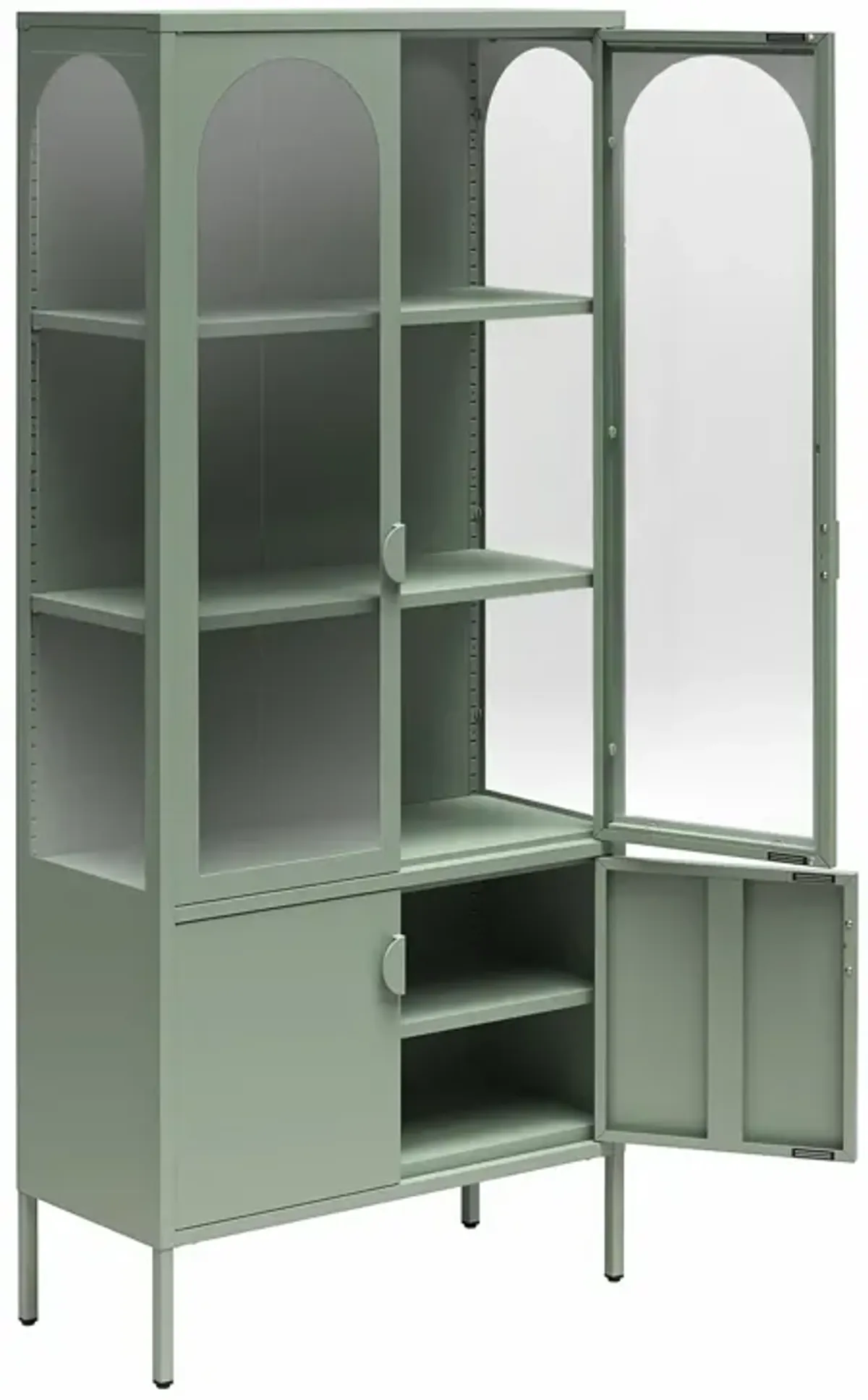 Chloe Tall Metal Display Cabinet with 2 Arched Glass Doors