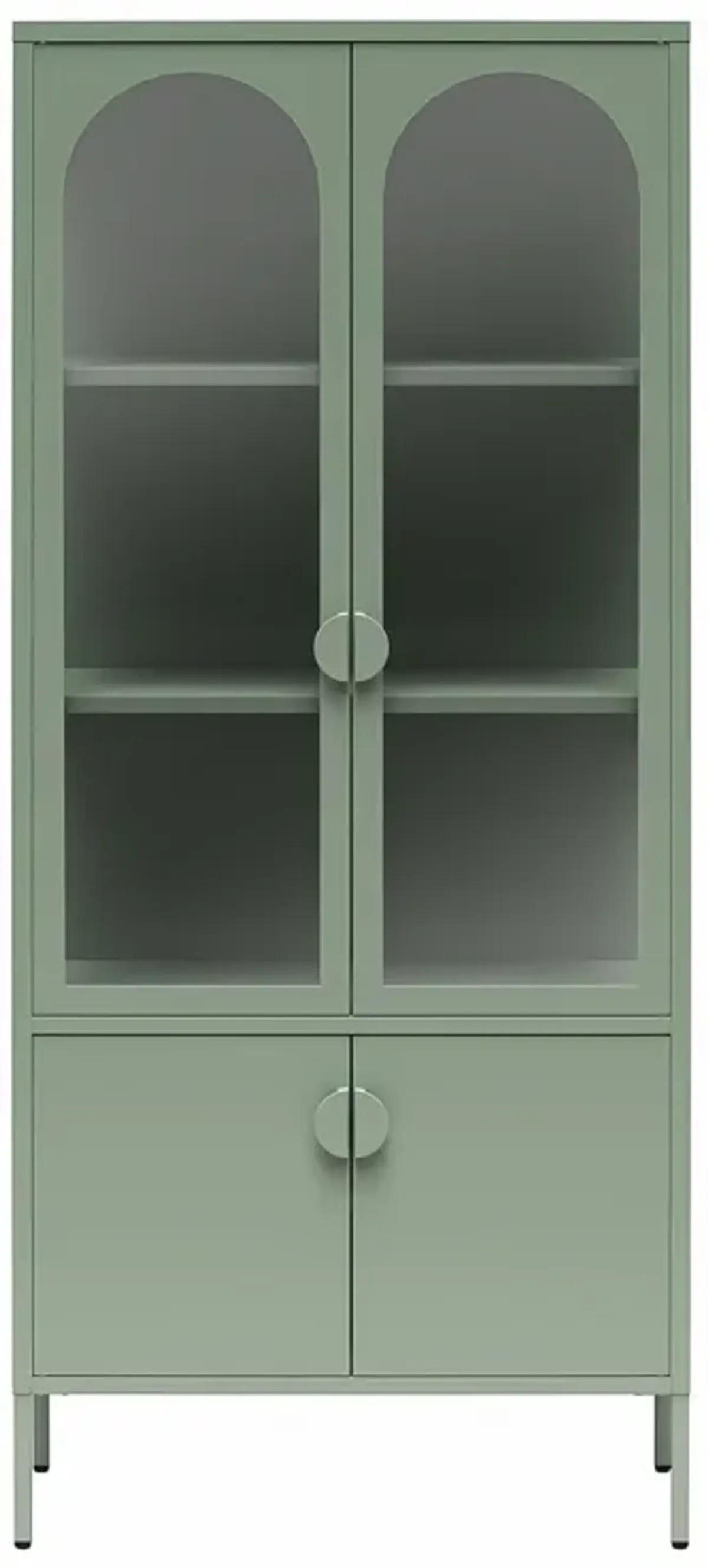 Chloe Tall Metal Display Cabinet with 2 Arched Glass Doors