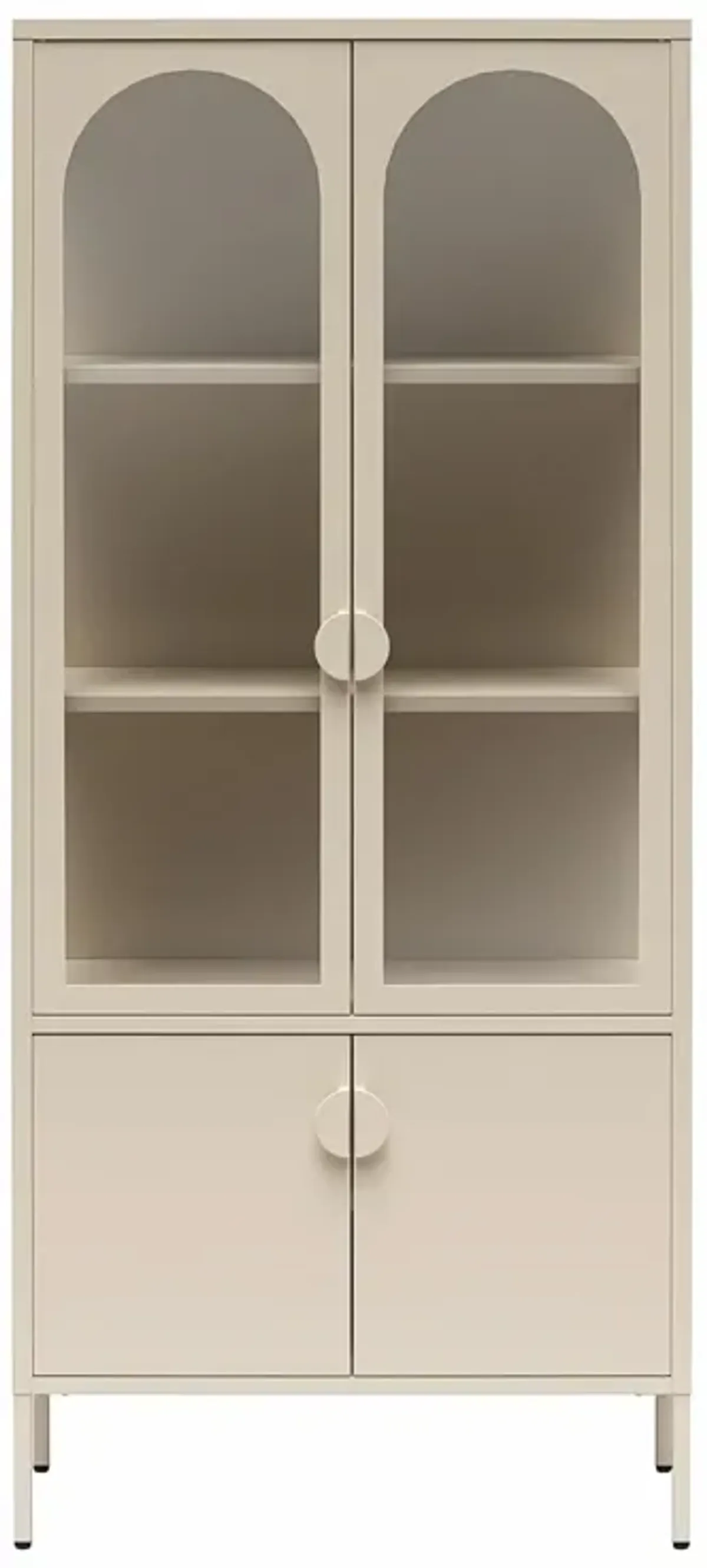 Chloe Tall Metal Display Cabinet with 2 Arched Glass Doors